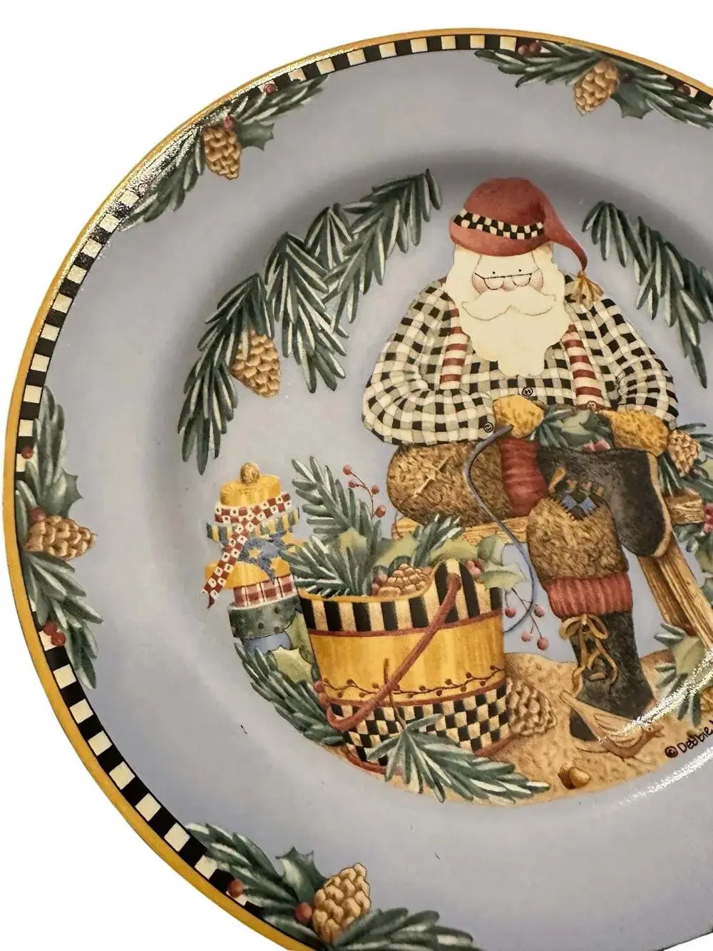 Debbie Mumm Woodland Santa Sakura Stoneware Salad Dessert Plate 8.5 Inch